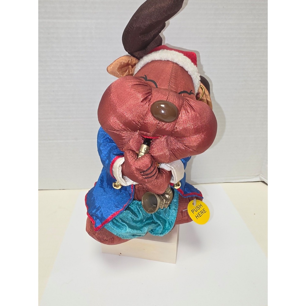 Tested working vintage Gemmy Merry Music Dancers animated musical plush reindeer